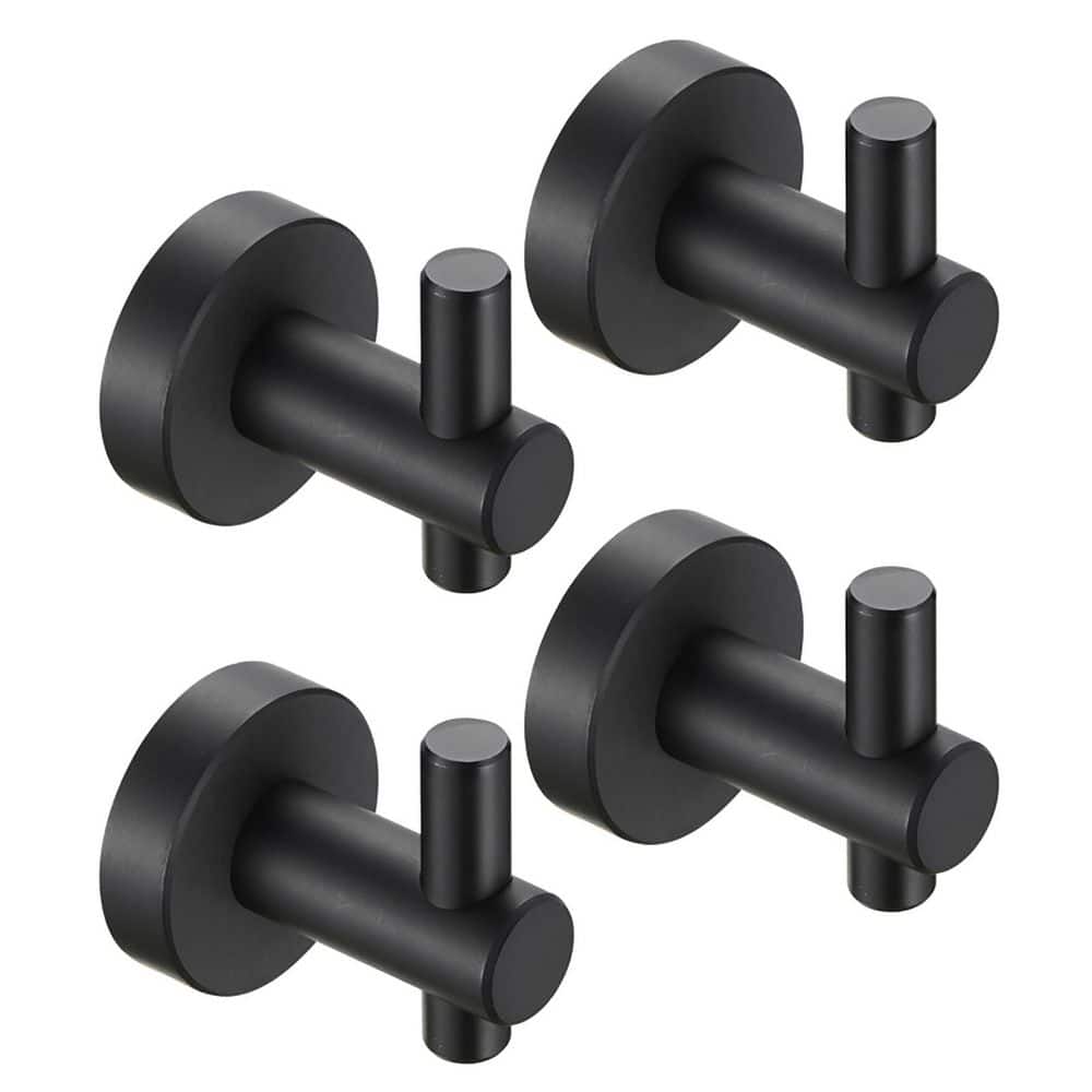 Matte Black Aluminum Alloy Wall-Mounted Knob Robe/Towel Hook, Bathroom Wall Hanging Hook with Round Base (4-Pack) price history on PriceWatchPro