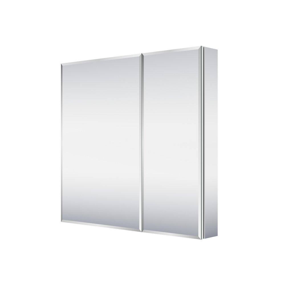 32 in. W x 30 in. H Rectangular Bevel Medicine Cabinet with Mirror in Silver with Adjustable Shelves, Soft-Close, Right price history on PriceWatchPro