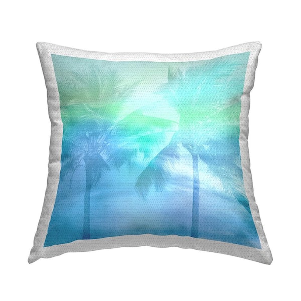 Stupell Industries Summer Palm Tree Blue Sunlight Blue Square Outdoor Throw Pillow