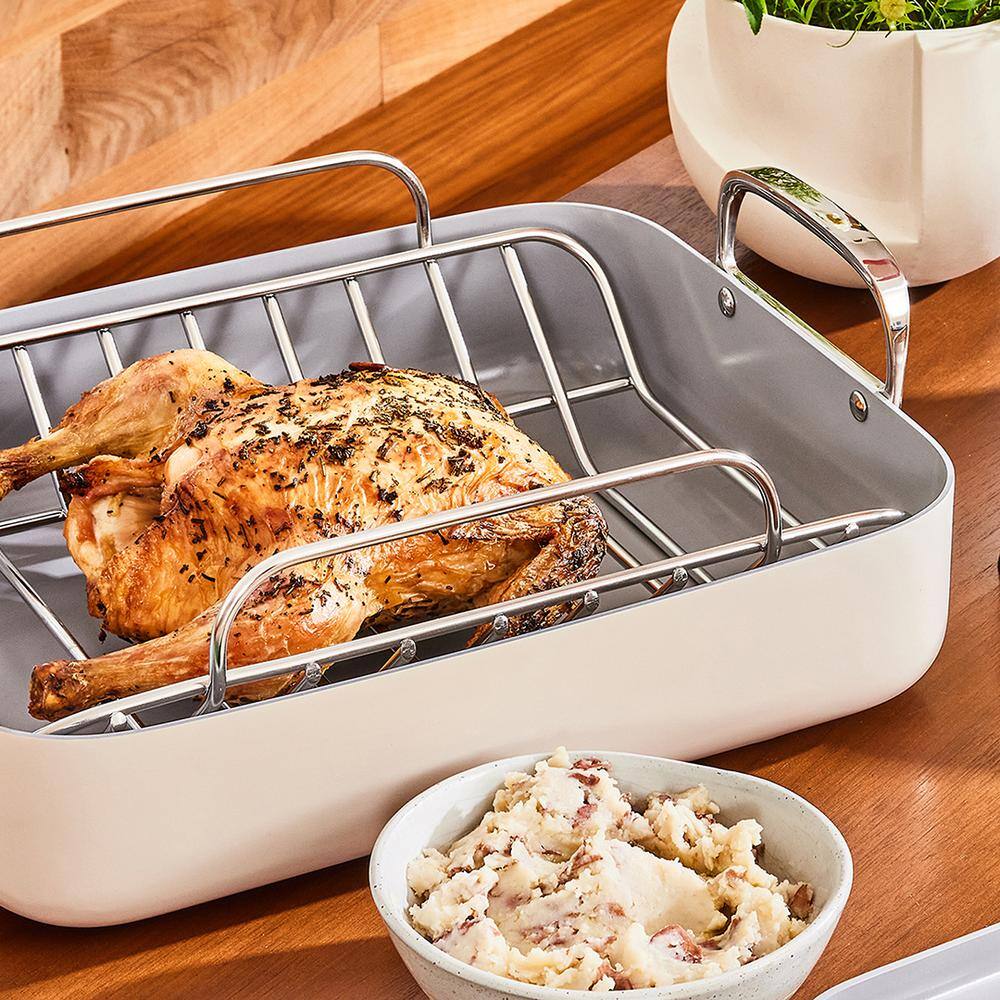 Perracotta Ceramic Nonstick Square Roasting Pan with Rack