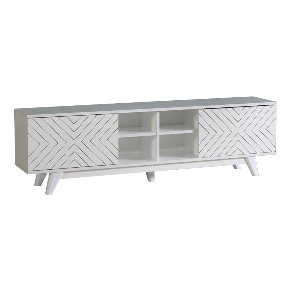 Tidoin Modern 67 in. Wood White TV Stand with 2 Storage Shelves and 2 Doors Fits TV's up to 70 in -  FUR-YDB0-492
