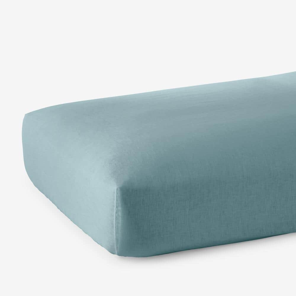 The Company Store Legends Hotel Teal Relaxed Linen Queen Fitted Sheet ...