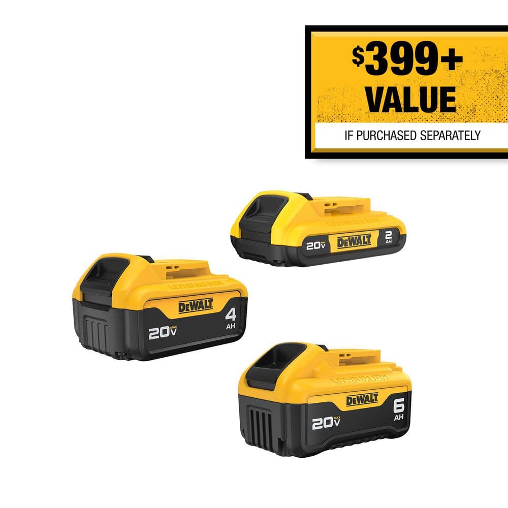 DEWALT 20V MAX XR Premium Lithium-Ion 6.0Ah Battery, 20V MAX XR 4.0Ah Battery, and 20V MAX 2.0Ah Battery DCB346-3 - The Home Depot