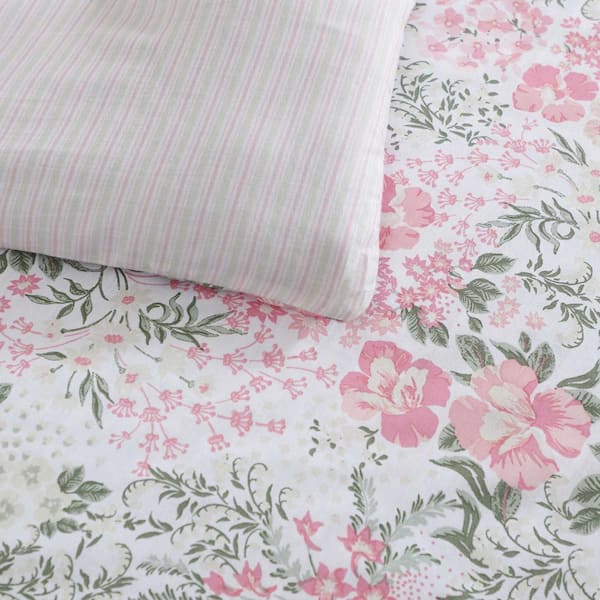 Laura Ashley Heather Garden 3 Piece White/Pink/Green 100