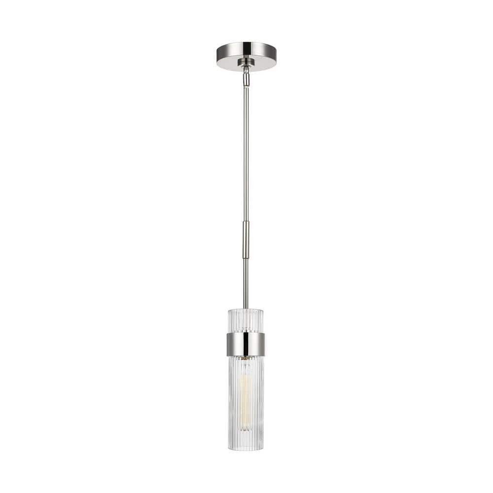 Geneva 3.375 in. W x 12 in. H 1-Light Polished Nickel Mid-Century Dimmable Medium Pendant Light with Clear Glass Shade price history on PriceWatchPro