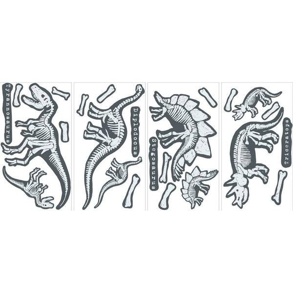 WallPOPs 17.25 in. x 9.75 in. 24-Piece Multi-Colored Dinosaurs Glow in the Dark Wall Decal