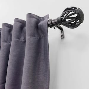 72 in. - 144 in. Adjustable Single Curtain Rod 1 in. Dia. in Gunmetal with Decorative Cage finials