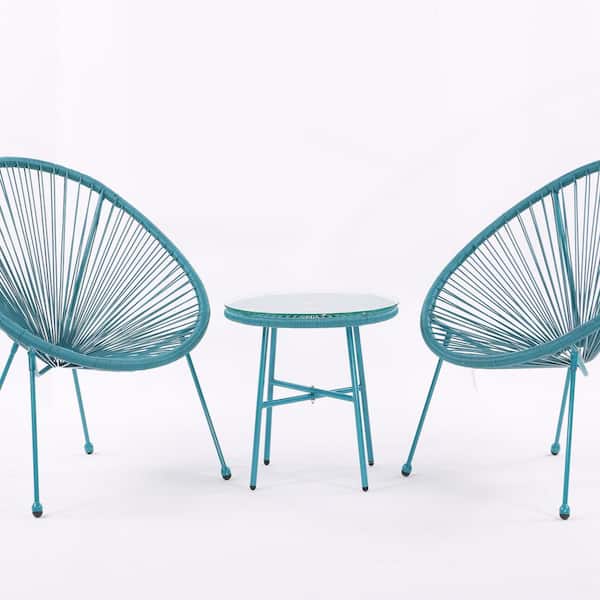 JimsMaison 3-Piece Wicker Patio Conversation Set with Side Table