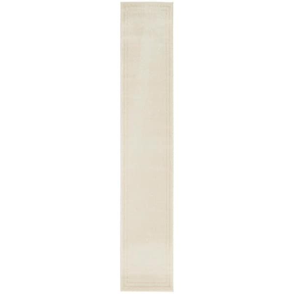 Nourison Essentials Ivory Gold 2 ft. x 10 ft. Solid Contemporary Runner Area Rug