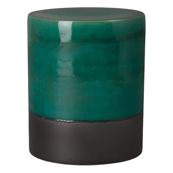 Emissary 2-Tone 22 in. H Semi Glossy Glaze Green Round Ceramic Garden Stool