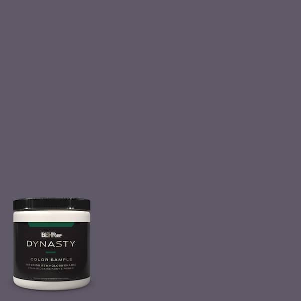 BEHR DYNASTY 8 oz. #S570-7A Plush Purple One-Coat Hide Semi-Gloss Enamel Stain-Blocking Interior/Exterior Paint & Primer Sample