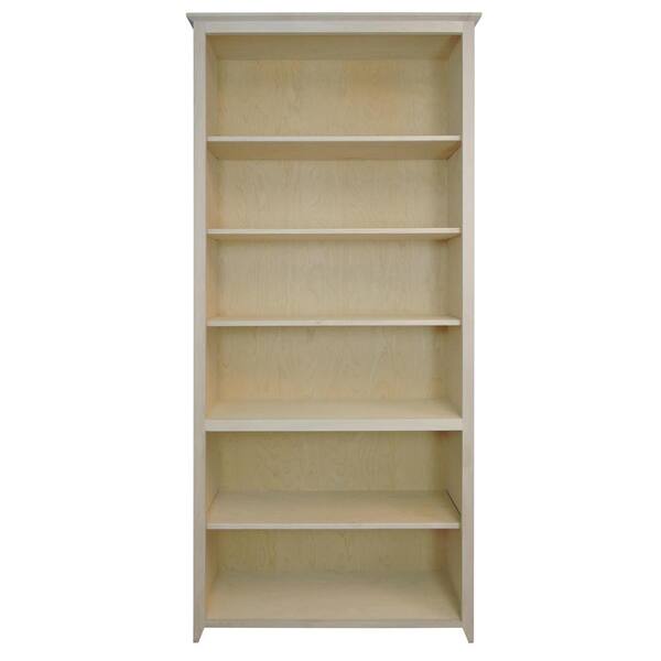 Unbranded Shaker Style Unfinished 6-Shelf Bookcase