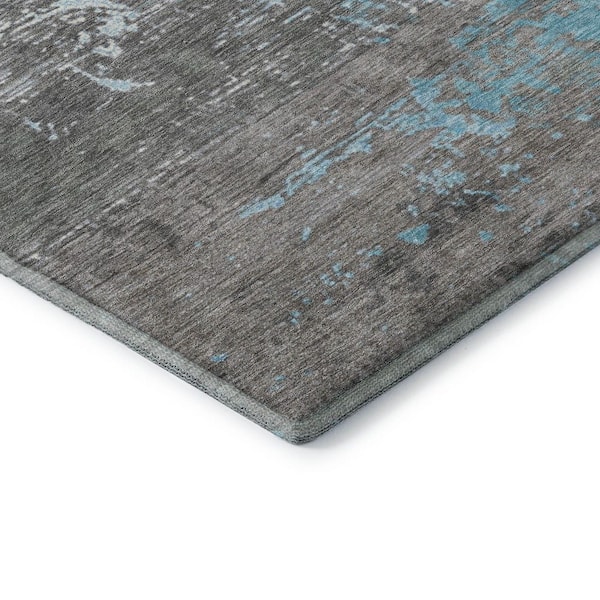 Mayfield Premium Machine Washable Abstract AMF1777 Teal 8 ft. x 10 ft. Area Rug