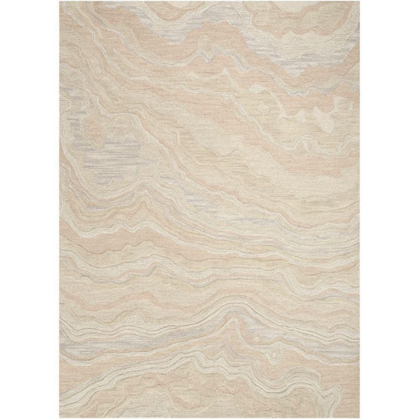 Nourison Graceful Beige 5 ft. x 7 ft. Abstract Contemporary Area Rug