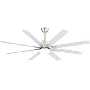 66 in. Indoor/Outdoor Nickel Smart Ceiling Fan with LED Light and Remote App Control