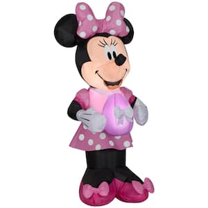 3.5 ft. Tall Airblown Easter Minnie in Pink Polka Dot Dress with Egg