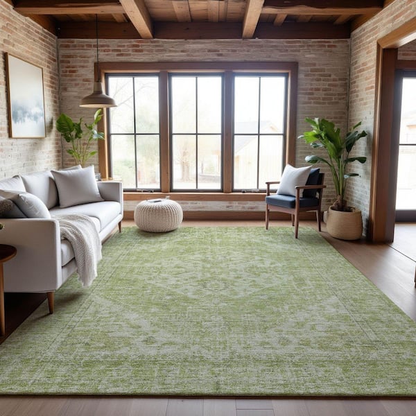 Mayfield Premium Machine Washable Abstract AMF1104 Sage 8 ft. x 10 ft. Area Rug
