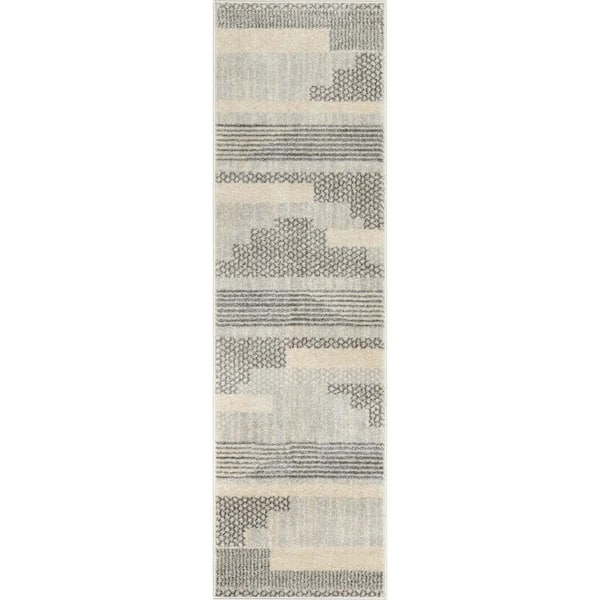 Well Woven Light Grey Cream 2 ft. x 7 ft. 3 in. Mystic Athena Tribal Moroccan Runner Area Rug