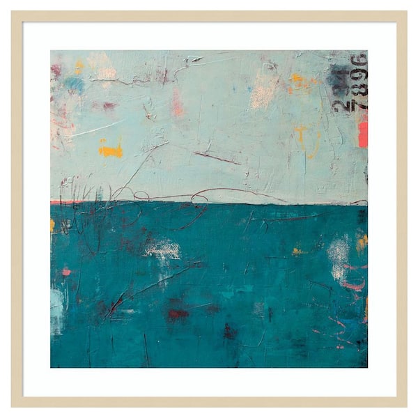 Amanti Art Blue Bay Hideaway by Erin Ashley 33 in. W x 33 in. H. Wood Framed Wall Art Print Framed in Brown