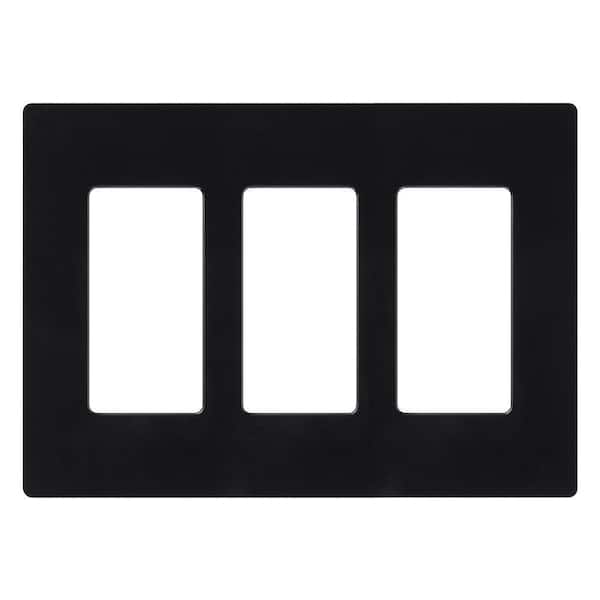 Lutron Claro 3 Gang Wall Plate for Decorator/Rocker Switches, Gloss, Black (CW-3-BL) (1-Pack)