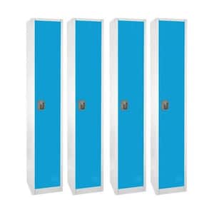 629-Series 72 in. H 1-Tier Steel Key Lock Storage Locker Free Standing Cabinets for Home, School, Gym in Blue (4-Pack)