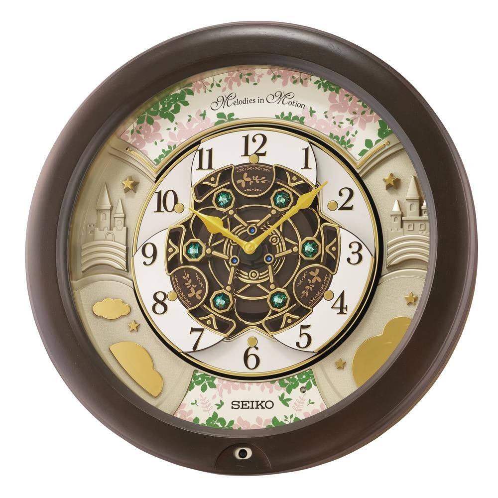 Seiko Cherry Blossom Melodies in Motion Wall Clock 16 in. QXM391NRH - The  Home Depot