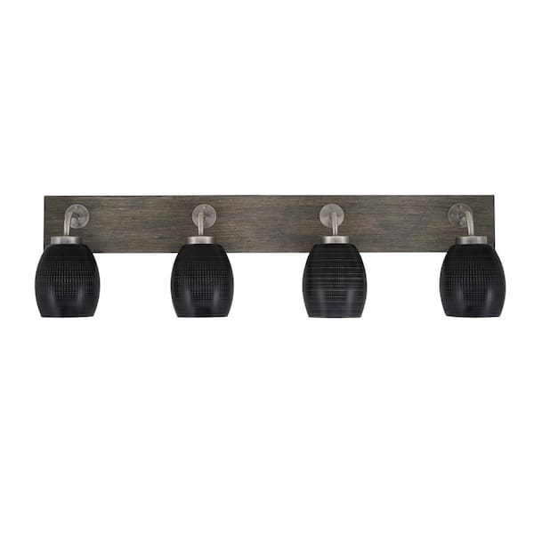Unbranded Kirby 36 in. 4-Light Graphite and Painted Distressed Wood-look Metal Vanity Light