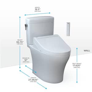 Aquia IV Cube 12 in. Rough In Two-Piece 0.9/1.28 GPF Dual Flush Elongated Toilet in Cotton White with C5 Washlet Seat