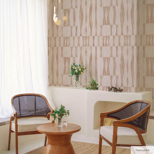 Jute Faux Grasscloth Geo Vinyl Peel and Stick Textured Wallpaper Roll (Covers 28 sq. ft.)