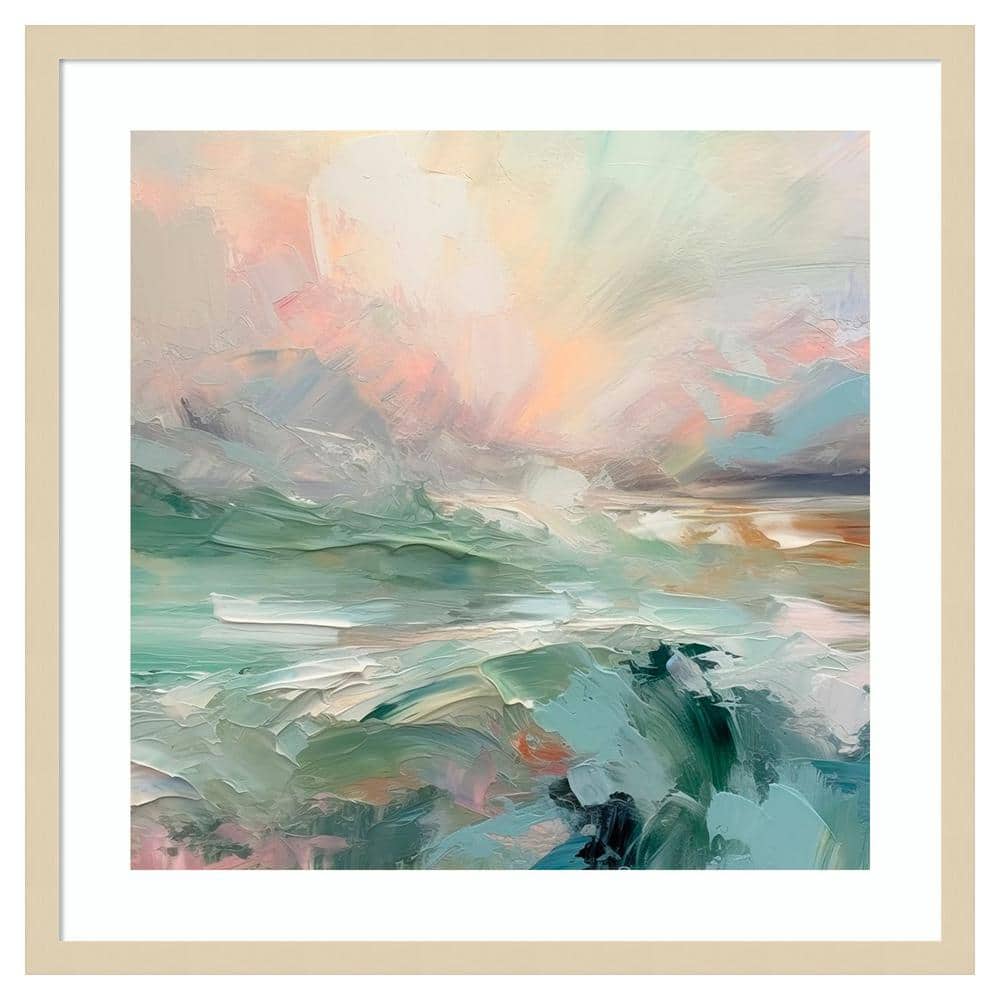 Pink Morning V Svelte Natural Framed Abstract Coastal Print