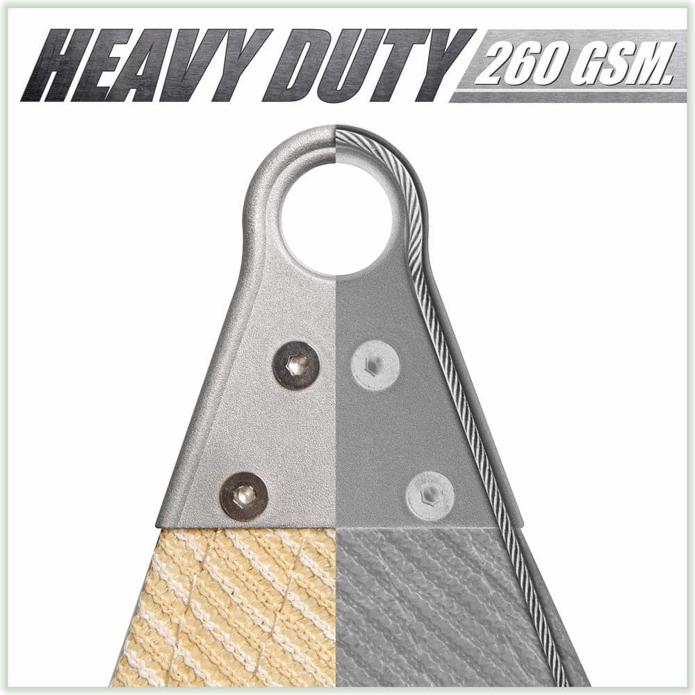 Brown Reinforced Square HDPE Patio Shade Sail with Stainless Steel Rings