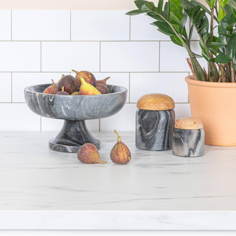 Grey Marble 8" Footed Pedestal Bowl