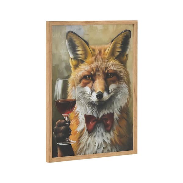 Kate and Laurel Gallery Traditional Fox Wine Tasting by The Creative Bunch Studio Natural Framed Art Print 12 in. x 16 in.