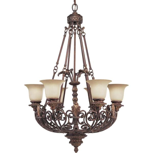 Progress Lighting Messina Collection 6-Light Aged Mahogany Chandelier