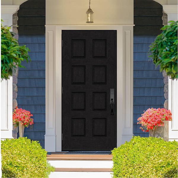 Regency 42 in. x 80 in. 8-Panel RHOS Onyx Stain Mahogany Fiberglass Prehung Front Door w/ 6-9/16 Jamb