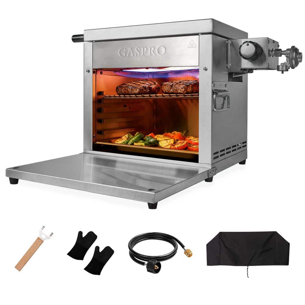 Outdoor Infrared Portable Propane Gas Table Top Grill in Stainless Steel with Grilling Tool Set