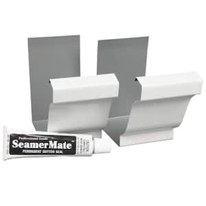 6 in. White Aluminum Gutter Seamers with Seamer Mate (2-Pack)