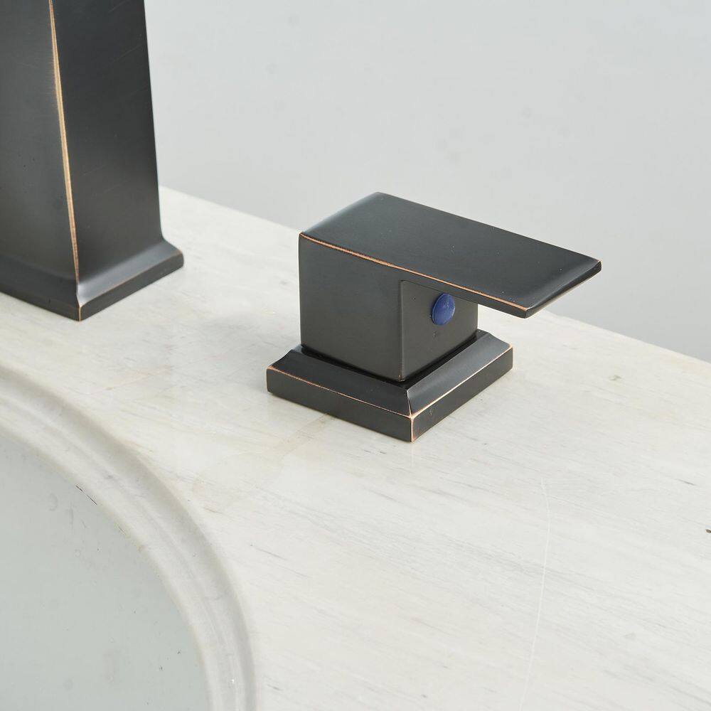 Oil Rubbed Bronze 8-Inch Widespread Waterfall Bathroom Faucet