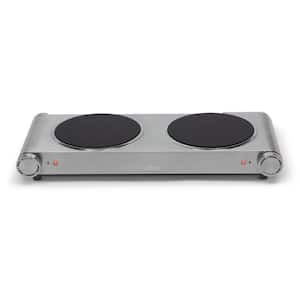 Double Burner 7.4 in. Stainless Steel Electric Portable Infrared Cooktop