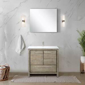 Lafarre 36 in W x 20 in D Rustic Acacia Bath Vanity, Cultured Marble Top and Brushed Nickel Faucet Set