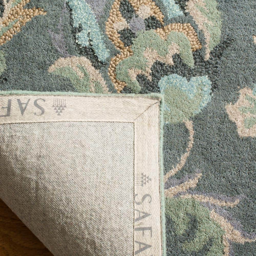 Handmade Gray Floral Wool Runner Rug, 2'3" x 6'
