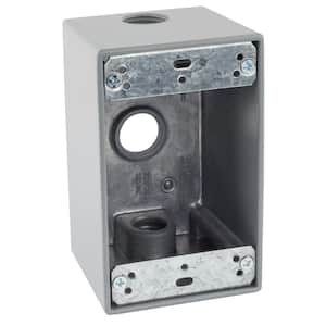 1-Gang Deep Metallic Weatherproof Box with (3) 1/2 in. Holes, Gray