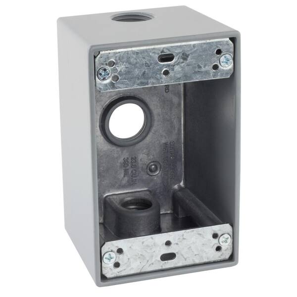 Photo 1 of 1/2 in. Gray 1-Gang 3-Holes Weatherproof Deep Box