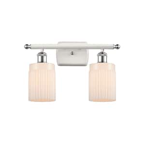 Hadley 16 in. 2-Light White and Polished Chrome Vanity Light with Matte White Glass Shade