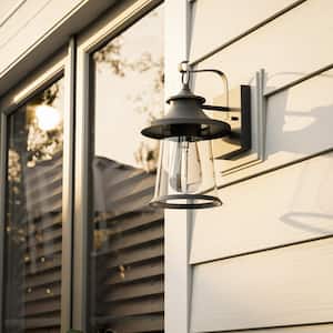 Chartwell 1-Light Black Hardwired Outdoor Wall Lantern Sconce
