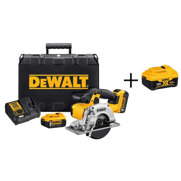 DEWALT 20V MAX Cordless 5-1/2 in. Metal Cutting Circular Saw and (2) 20V 5.0Ah and (1) 20v 6.0Ah Batteries