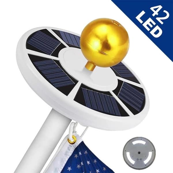 Cisvio 42 LED Solar Flagpole Light Garden Umbrella Light Outdoor Waterproof Landscape Street Flag Pole Lamp with Hook