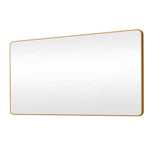 60 in. W x 36 in. H Large Rectangular Aluminum Alloy Framed Wall Bathroom Vanity Mirror in Gold