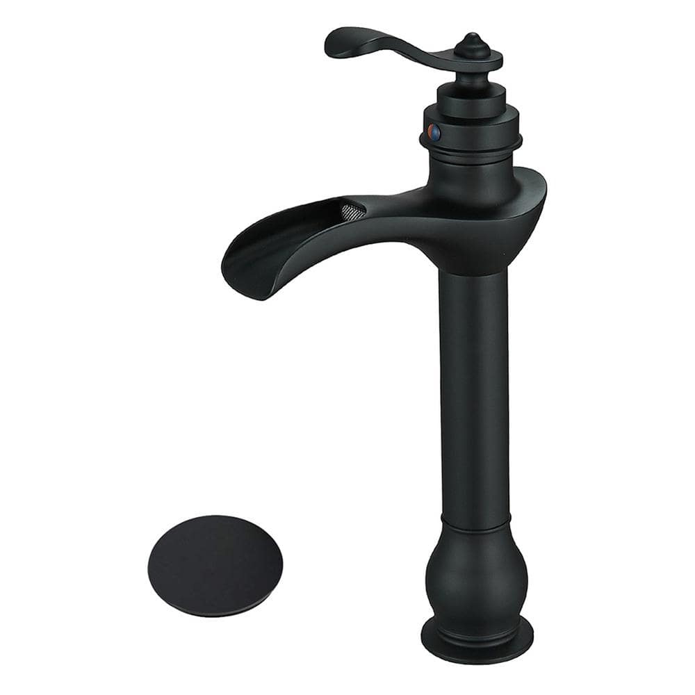 Waterfall Single Hole Single Handle Bathroom Vessel Sink Faucet with Drain 