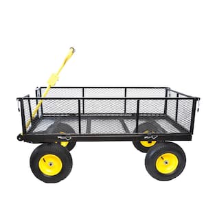 5 cu. ft. Metal Black Yellow Big Wagon Cart Garden Cart Trucks